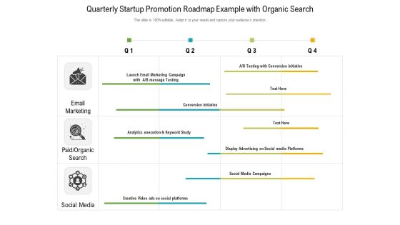 Quarterly Startup Promotion Roadmap Example With Organic Search Designs