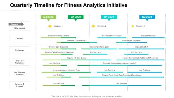 Quarterly Timeline For Fitness Analytics Initiative Structure Quarterly Timeline For Fitness Analytics Initiative Structure