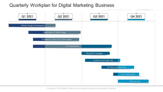 Quarterly Workplan For Digital Marketing Business Structure