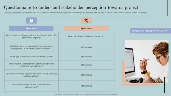 Questionnaire To Understand Stakeholder Perception Towards Project Inspiration PDF