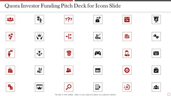 Quora Investor Funding Pitch Deck For Icons Slide Professional PDF