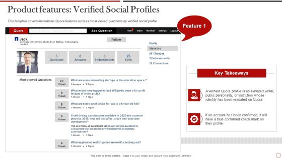 Quora Investor Funding Product Features Verified Social Profiles Guidelines PDF