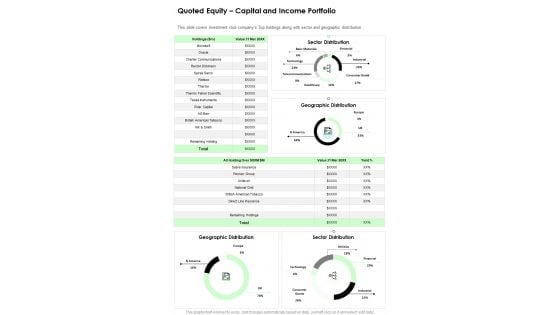 Quoted Equity Capital And Income Portfolio One Pager Documents Quoted Equity Capital And Income Portfolio One Pager Documents