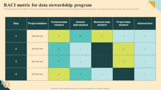 RACI Matrix For Data Stewardship Program Graphics PDF