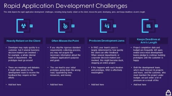 RAD Approach IT Rapid Application Development Challenges Ppt Inspiration Smartart PDF