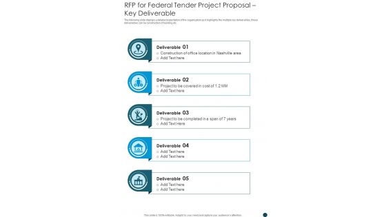 RFP For Federal Tender Project Proposal Key Deliverable One Pager Sample Example Document
