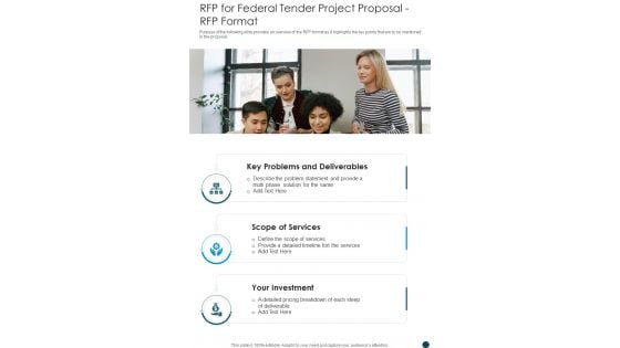 RFP For Federal Tender Project Proposal RFP Format One Pager Sample Example Document RFP For Federal Tender Project Proposal RFP Format One Pager Sample Example Document