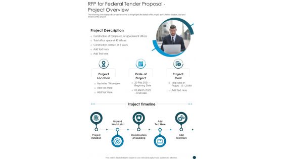 RFP For Federal Tender Proposal Project Overview One Pager Sample Example Document