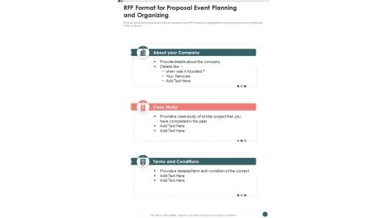 RFP Format For Proposal Event Planning And Organizing One Pager Sample Example Document