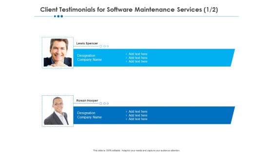 RFP Software Maintenance Support Client Testimonials For Software Maintenance Services Designation Graphics PDF