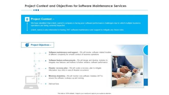 RFP Software Maintenance Support Project Context And Objectives For Software Maintenance Services Portrait PDF