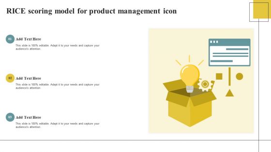 RICE Scoring Model For Product Management Icon Infographics PDF