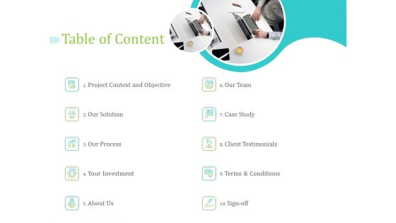 RIS Table Of Content Ppt PowerPoint Presentation Layouts Icon PDF