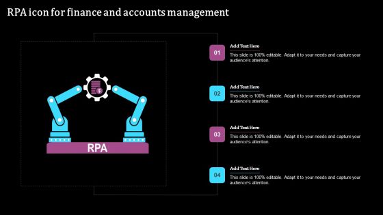 RPA Icon For Finance And Accounts Management Icons PDF