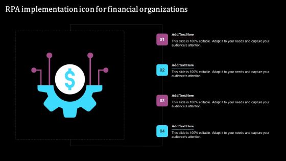 RPA Implementation Icon For Financial Organizations Microsoft PDF