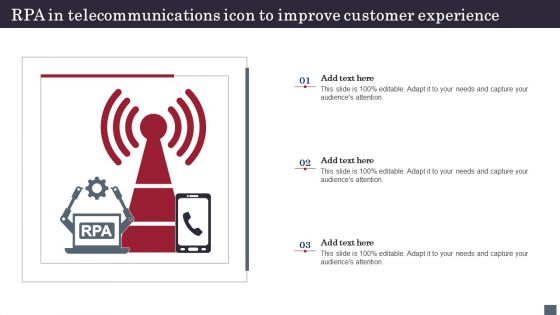 RPA In Telecommunications Icon To Improve Customer Experience Microsoft PDF