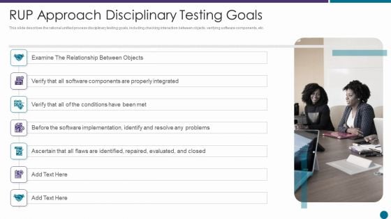 RUP Approach Disciplinary Testing Goals Ppt Infographics Rules PDF