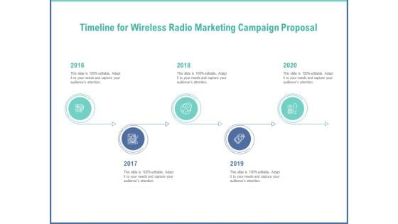Radio Marketing Plan Product Launch Timeline For Wireless Radio Marketing Campaign Proposal Slides PDF