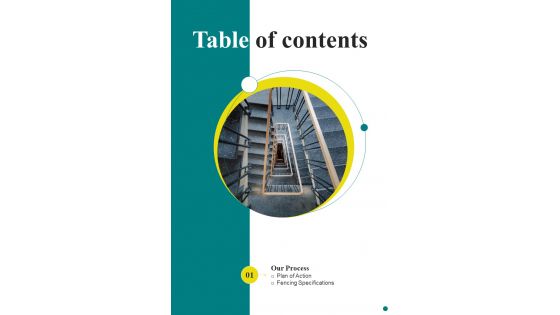 Railing Fitting Offerings Proposal Table Of Contents One Pager Sample Example Document