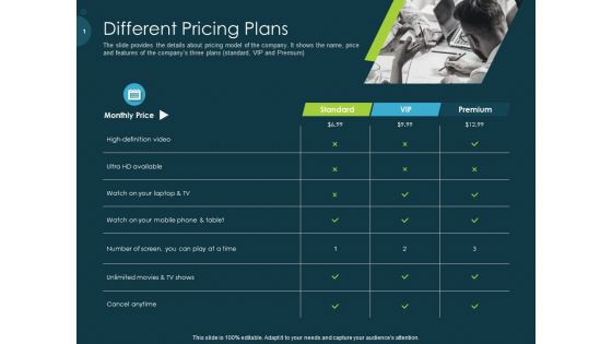 Raise Funding From Pre Seed Capital Different Pricing Plans Ideas PDF