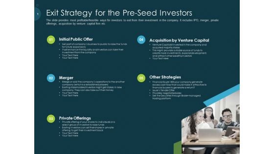 Raise Funding From Pre Seed Capital Exit Strategy For The Pre Seed Investors Diagrams PDF