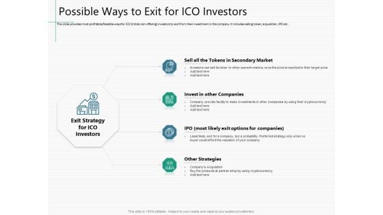 Raising Capital From Virtual Currency Initial Public Offering Possible Ways To Exit For ICO Investors Mockup PDF