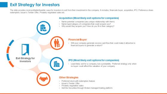 Raising Company Capital From Public Funding Sources Exit Strategy For Investors Formats PDF