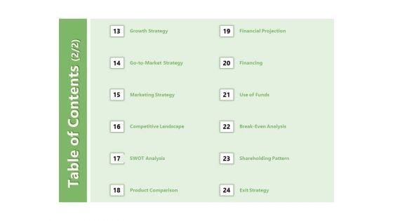 Raising Funds Company Table Of Contents Strategy Ppt Example 2015 PDF