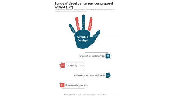 Range Of Visual Design Services Proposal Offered One Pager Sample Example Document