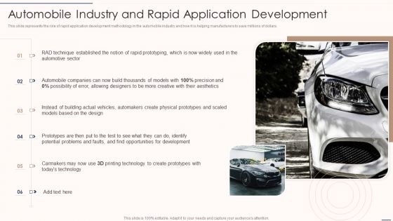 Rapid Application Building Framework Automobile Industry And Rapid Application Development Pictures PDF