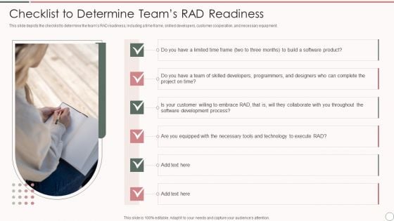 Rapid Application Development Architecture Checklist To Determine Teams Rad Readiness Background PDF