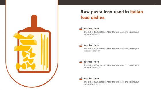 Raw Pasta Icon Used In Italian Food Dishes Sample PDF