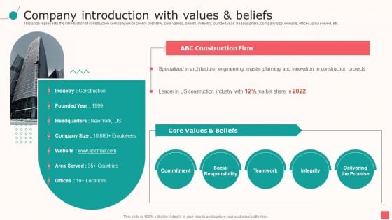 Real Estate Company Details Company Introduction With Values And Beliefs Ppt PowerPoint Presentation Pictures Ideas PDF Real Estate Company Details Company Introduction With Values And Beliefs Ppt PowerPoint Presentation Pictures Ideas PDF