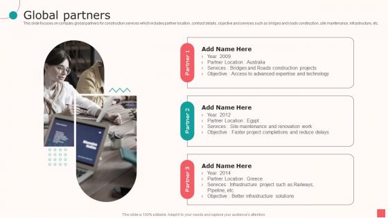 Real Estate Company Details Global Partners Ppt PowerPoint Presentation Infographic Template Vector PDF