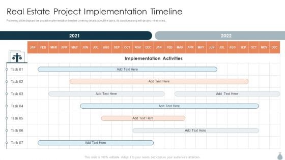 Real Estate Development Project Financing Real Estate Project Implementation Timeline Infographics PDF