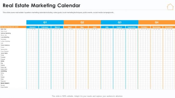 Real Estate Marketing Strategy Vendors Real Estate Marketing Calendar Demonstration PDF