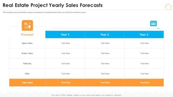 Real Estate Marketing Strategy Vendors Real Estate Project Yearly Sales Forecasts Structure PDF