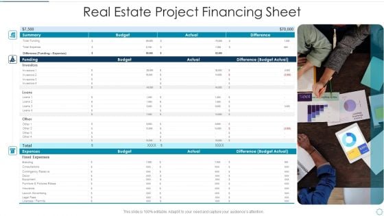 Real Estate Project Financing Sheet Brochure PDF