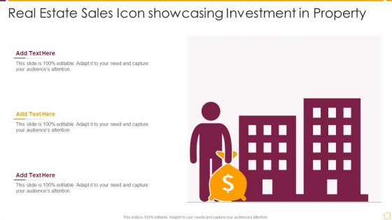 Real Estate Sales Icon Showcasing Investment In Property Ppt PowerPoint Presentation Icon Slides PDF