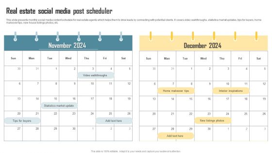 Real Estate Social Media Post Scheduler Icons PDF