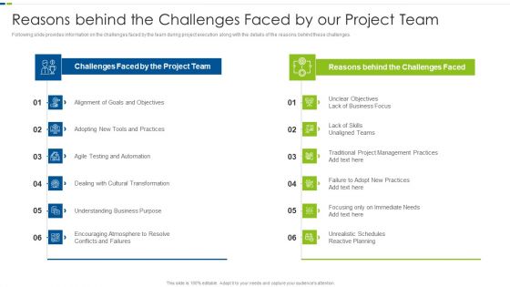 Reasons Behind The Challenges Faced By Our Project Team Information PDF