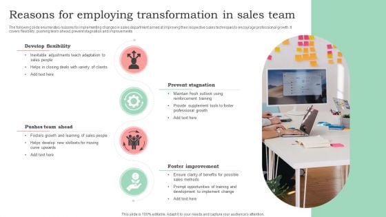 Reasons For Employing Transformation In Sales Team Brochure PDF