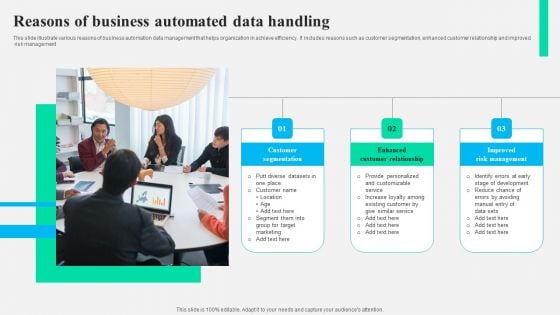 Reasons Of Business Automated Data Handling Background PDF