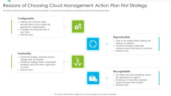 Reasons Of Choosing Cloud Management Action Plan First Strategy Elements PDF