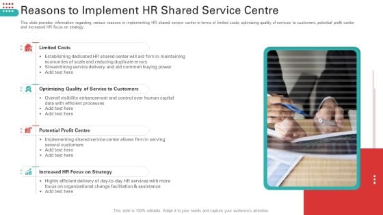 Reasons To Implement HR Shared Service Centre Portrait PDF