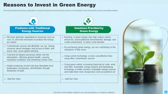 Reasons To Invest In Green Energy Clean And Renewable Energy Ppt PowerPoint Presentation Diagram Graph Charts PDF