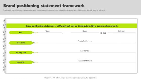 Rebrand Kick Off Plan Brand Positioning Statement Framework Topics PDF