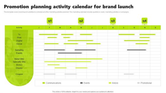 Rebrand Kick Off Plan Promotion Planning Activity Calendar For Brand Launch Download PDF