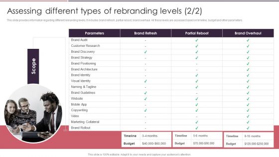 Rebranding Brand Fresh Face Development Assessing Different Types Of Rebranding Levels Inspiration PDF