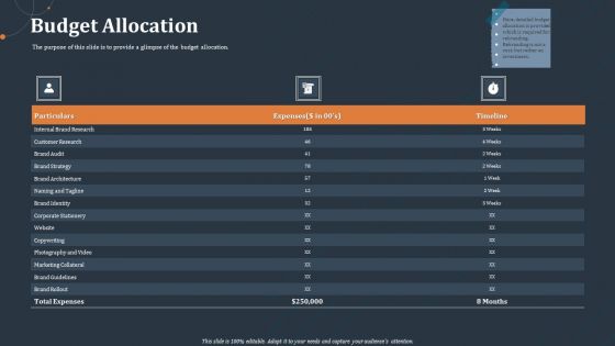 Rebranding Strategy Budget Allocation Ppt PowerPoint Presentation Summary Slide Download PDF